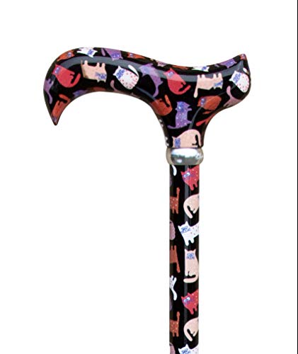 Classic Canes Animal Friends Crazy Cats Cane  Derby Handle Stylish Fashionable Adjustable Aluminium Walking Stick 73 - 95cm 265g  Modern Ergonomic Support Sticks,  Non-Slip Rubber Ferrule