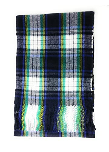 KGM Accessories Foulard écossais de Designer Italien Bleu- Écharpes Tartan pour Hommes Femmes