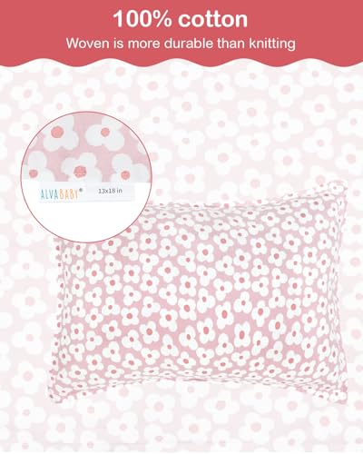 Image of ALVABABY Toddler Pillowcases 2 Pack Organic Cotton Kids Pillow Cover Fit 13 inchx 18 inch or 12 inchx28 inch Envelope for Girl Boy Travel 2TPW32A