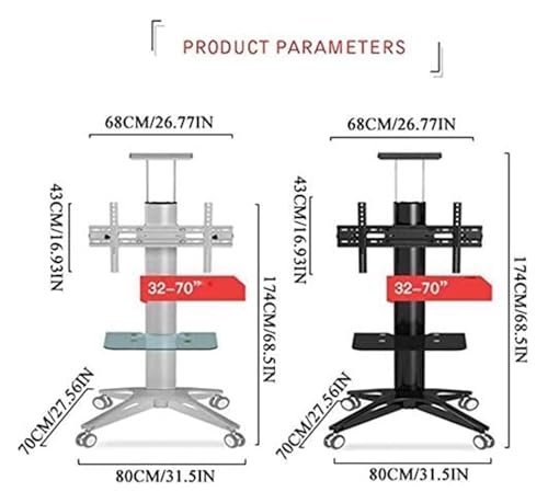 Soporte móvil para TV ajustable para pantallas 32-70 pulgadas miniatura 4