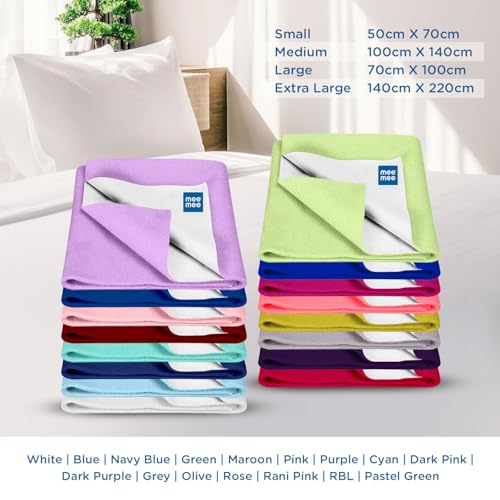 Image of Mee Mee Reusable Water Proof Cotton Bed Protector Sheet /Extra Absorbent Mat /Dry Sheets /Urine Sheet /Dry Mat Pack of 2 (Small, Green)(50CmX70Cm)