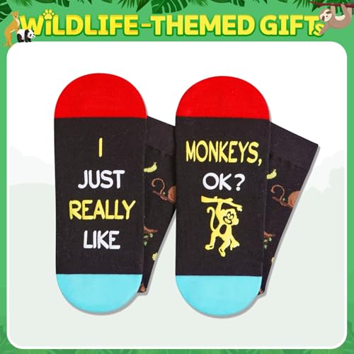 HAPPYPOP Funny Socks for Men Women - Bear Panda Gifts, Monkey Socks for Teens Boys Girls