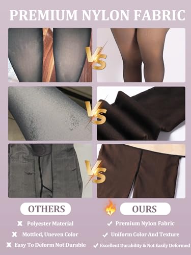 Image of MERYLURE Fleece Lined Tights Women Fake Translucent Winter Warm Thick Pantyhose Thermal Sheer Leggings for All Skin Tone