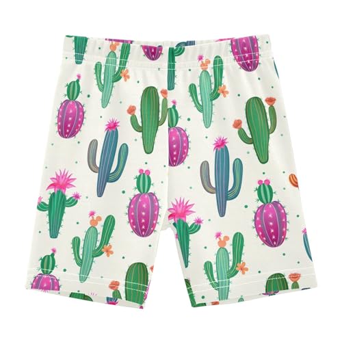 Flower Cactus Plant Beige Girls Bike Shorts Toddler Soft Cotton Cartwheel Under Dress Dance Shorts