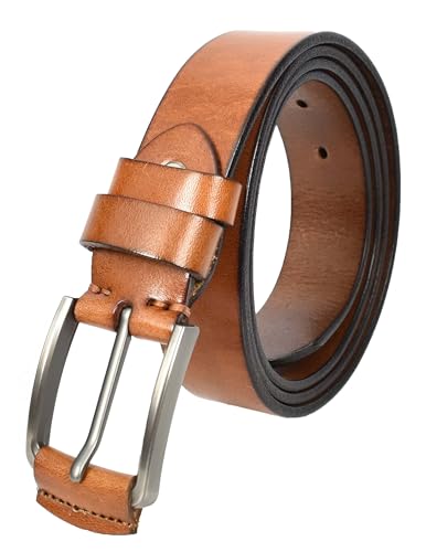 Mens Real Leather Handmade Casual Style Every Day Adjustable Daily Wear Belt Taraz, Tan, Length 102 cm, 36