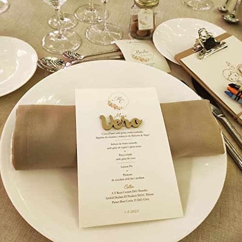 Pack 5 o más Nombres de Madera Decorativos Personalizados | Marcasitios con imán para Bodas, Comuniones, Bautizos, Cumpleaños | Decoración para el hogar | Regalo para invitados | Lulamuk