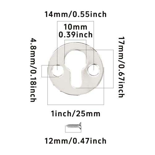 Image of 50Pcs Round 1 Inch Mortise Type Metal Keyhole Hangers, Silver Shelf Brackets for Photo Picture Frame Hanging with Screws