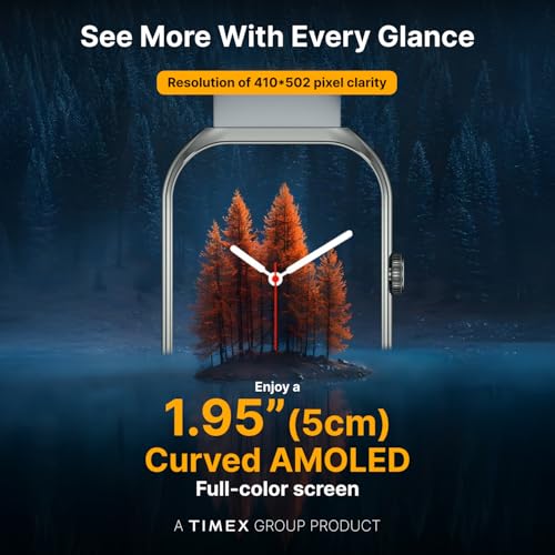 Image of TIMEX Smart Progen 1.95 inch (4.95 cm) Curved AMOLED Display with Functional Crown and BT Calling Smartwatch for Unisex - TWTXW802T