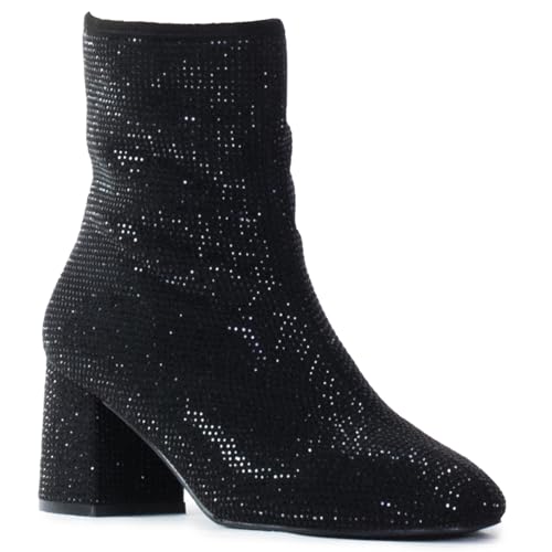 RF ROOM OF FASHION Women's Wide Width Block Heel Ankle Boots - Plus Size Friendly