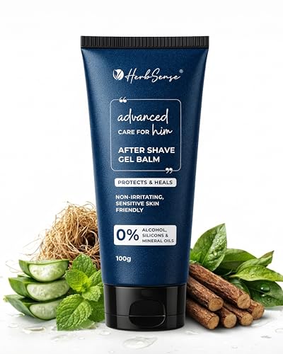 Image of HerbSense After Shave Gel Balm, After Shaving Lotion, Non-Irritating, Sensitive Skin Friendly, Alcohol-Free, 100g