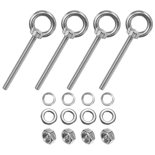 M METERXITY 4-Sets Stainless Eyebolt M5x60mm Shoulder Lifting Eye Bolt with Nuts Washers Male Screw Thread Ring Shoulder Eye Bolts Length 2.36 Inch for Suspending/Fastening