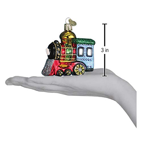 Old World Christmas Kleine Lokomotive aus Glas für Weihnachtsbaum, handgefertigte Urlaubsdekoration, Transportsammlung – Ansicht 3