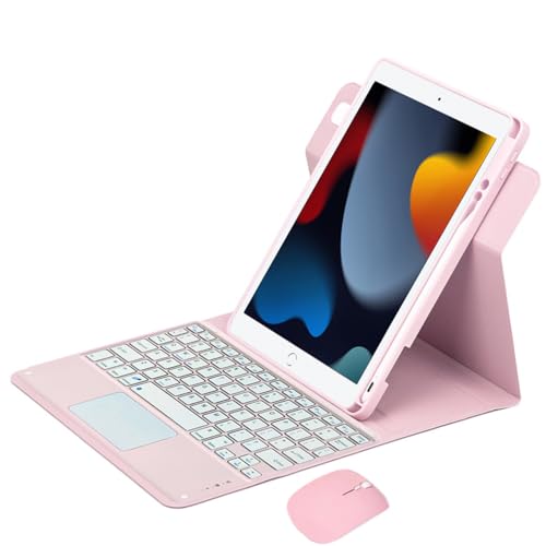 For iPad 10.2 第9世代 第8世代 第7世代 Air 3 Pro 10.5 ケース キーボードとマウス付き 360°回転キーボードケース スマートタッチパッド フォリオスタンド機能カバー 鉛筆ホルダー付き 日本語キーボード 縦型/横型 ケース