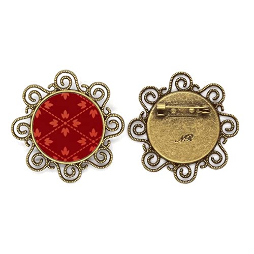 Broche en forme de fleur japonaise avec détails gravés pour veste de fille chic