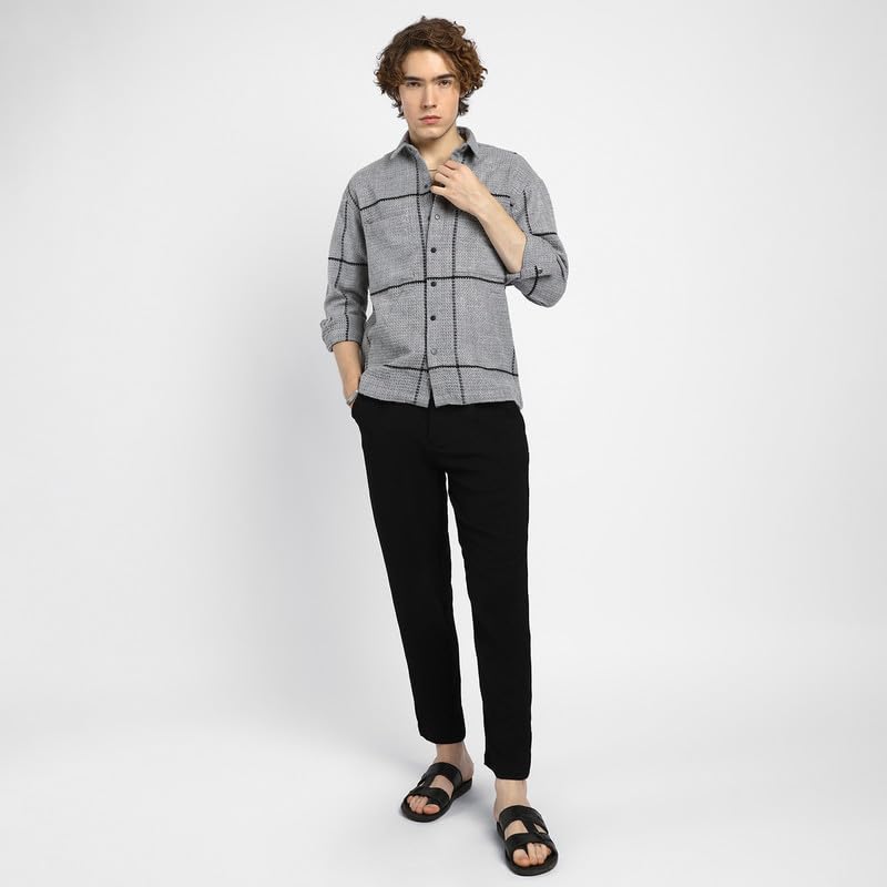 Image of CAHOOT Men's Shacket for Casual Wear | Spread Collar | Long Sleeve | Button Closure | Overshirt /Shacket Crafted with Comfort Fit for Everyday Wear