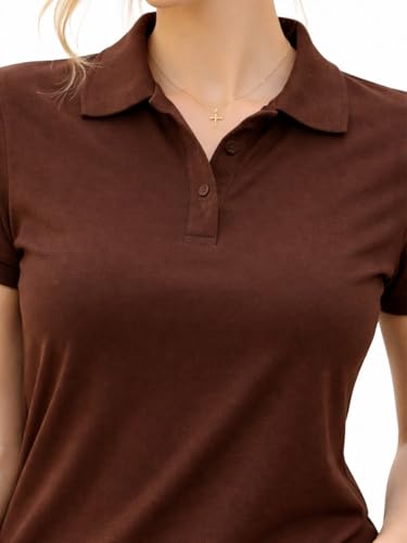 Image of Juneberry Women's Cotton Lycra Polo T- Shirt, Short Sleeve Casual Top, Soft, Lightweight, Stretchable & Stylish, Versatile Everyday Wear, Sizes S-2XL