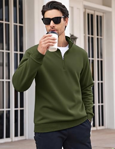 Image of MAGCOMSEN Men's Sherpa Lined Quarter Zip Fleece Heavyweight Pullover Winter Warm Sweatshirts