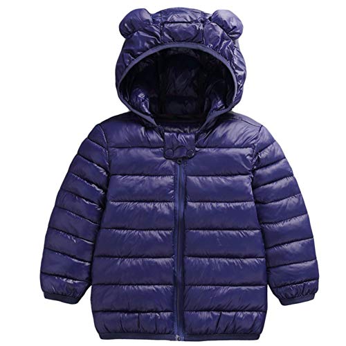 Infant Toddler Boys Girls Down Cotton Winter Ears Hoodie Coats Windproof Lightweight Warm Jacket navy 80