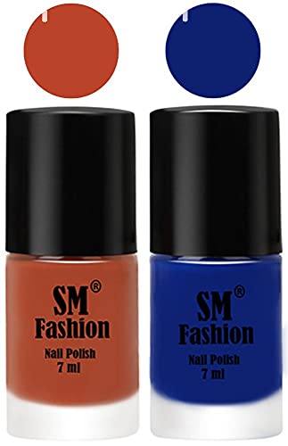 Image of Long Lasting Nail Polish | Nail Paint Combo 7 ml Each) - Set of 2 Light Coral-Blue