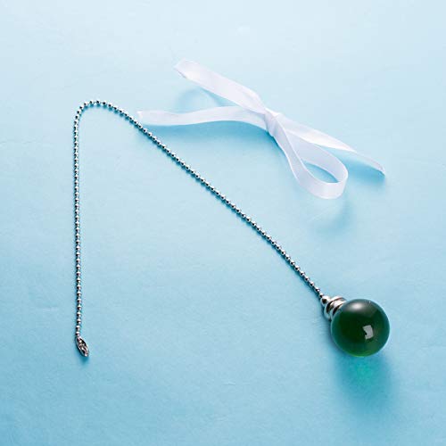 Image of Ceiling Fan Pull Chain Set - 2 pieces Green Crystal Ball 30mm Diameter Fan Pull Chains 20 Inch Ceiling Fan Chain Extender with Chain Connector Home Wedding Decor Ornament Pendant