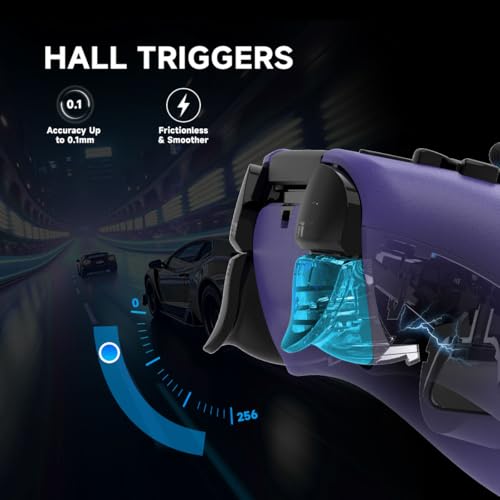 Image of ASRVA Purple Wireless Pro Controller for PS5, Hall Effect Joystick No Drift, 4 Back Paddles, Macro, Gyro, 1000mAh, RGB, Compatible with PS5 /Pro /Slim /PC /iOS /Android