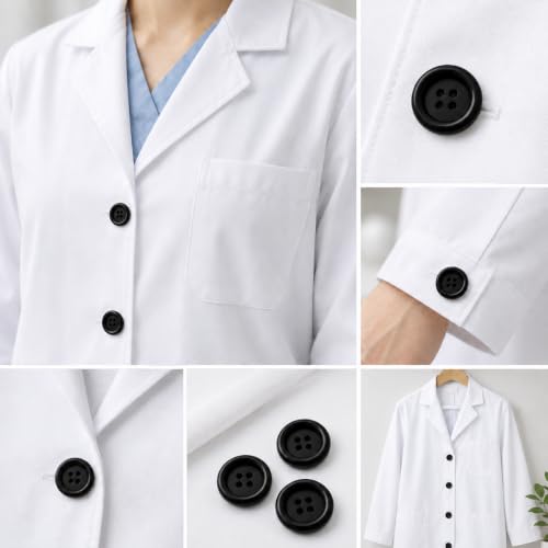 Image of Pack of 12 Resin Big Black Buttons Diameter 48 L| 4 Holed for Sewing and Art and Craft Round Buttons with 4 Holes