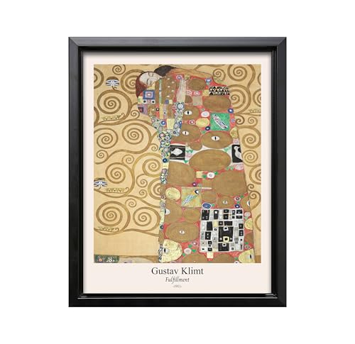 Poster Master Vintage Gustav Klimt Canvas - Retro Fulfillment Print - Abstract Symbolism - Aesthetic Art - Classic Painting - Art Nouveau - Living Room Wall Decor - 12x16 Black Framed Canvas