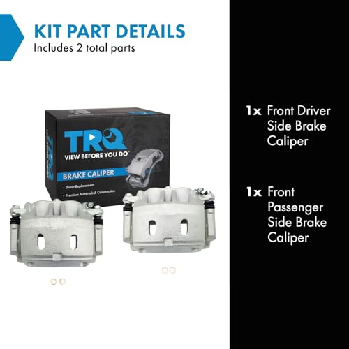 Image of TRQ Front Brake Caliper Set Zinc Coated Brackets Hardware Compatible with 2006-2013 Infiniti QX56 2014-2022 QX80 2006-2023 Nissan Armada 2008-2023 Titan