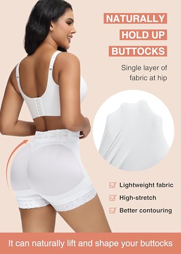 Image of SHAPSHE Butt Lifter Shapewear Shorts for Women, High-Waist Tummy Control | 4 Flexible Waist Stays | Silicone Waist & Leg Grips | Contoured Back Seams | Mesh Thigh Panels | Lace-Trimmed Leg Hem