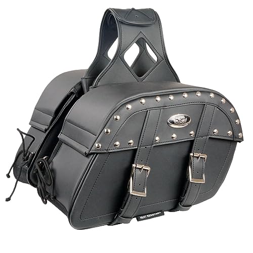 Image of Milwaukee Leather Studded Throw-Over Motorcycle Saddlebags - Synthetic Leather - Universal Fit - Zip-Off - Medium