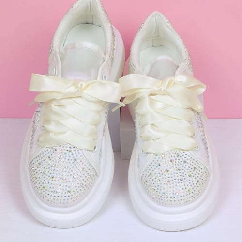 Image of Booyckiy 3 /4 inch Wide Satin Ribbon Shoelaces Flat Colorful Shoe Laces for Women Girls
