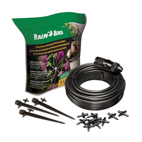 Rain Bird POTTEDKIT Drip Irrigation Container/Potted Plant Watering Kit, Connects to Faucet/Garden Hose, 1/4