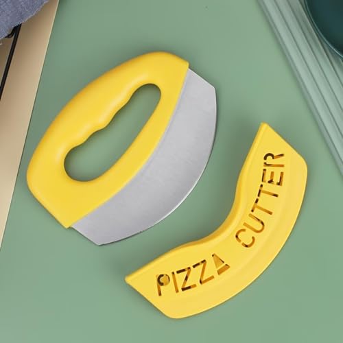 Image of Pizza Cutter with Stainless Steel Blade, Yellow PP Handle, Blade Guard Included, 15.5cm