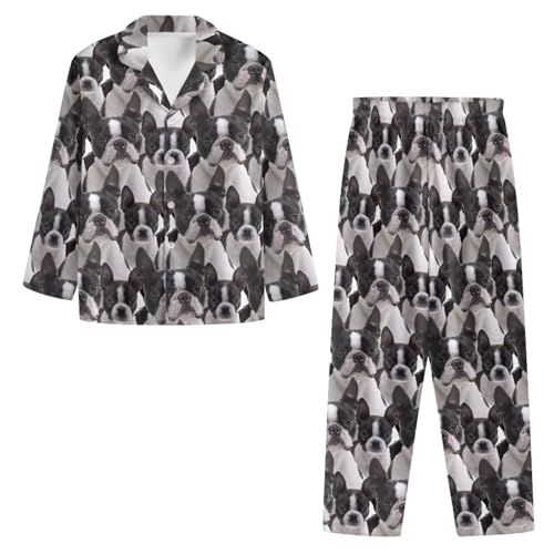 Uasibuni Mens Knit Sleep Pajama Pant Men's Flannel Long Sleeve Pajamas Set Sleepwear Loungewear Button Down PJ Set3