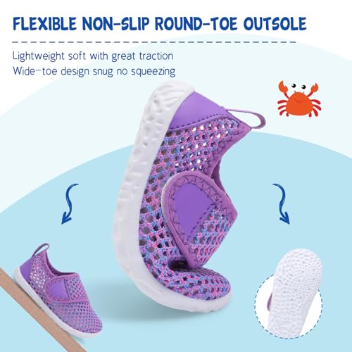 Image of LeIsfIt Toddler Water Shoes Boys Girls Barefoot Aqua Socks Kids Breathable Quick-Dry Swim Shoes for Beach Pool Surf