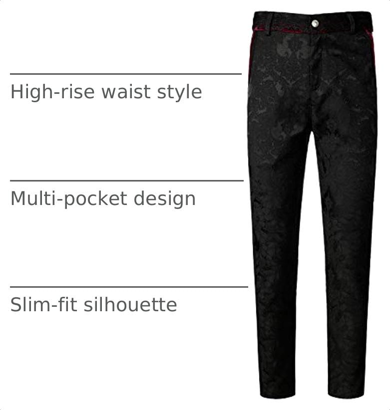 Image of VATPAVE Mens Gothic Pants Cosplay Costume Steampunk Victorian Pants