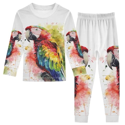 ALAZA Parrot Portrait Pajama Set Pijamas Para Niños Long Sleeve Sleepwear