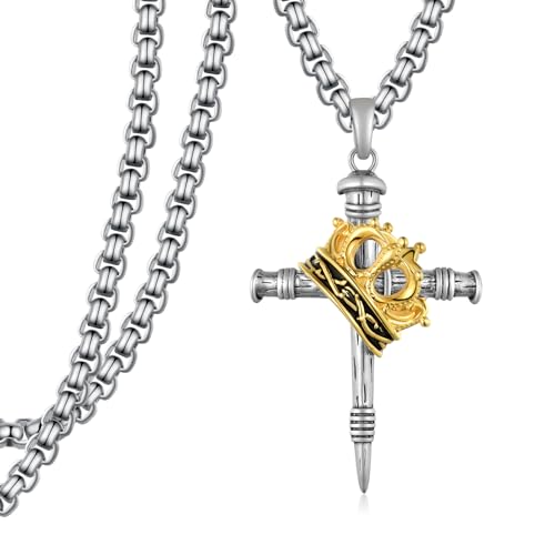 Cross Necklace for Men Women, 925 Sterling Silver Crucifix Cross Pendant Necklaces, Religious Amulets Jewelry Gifts