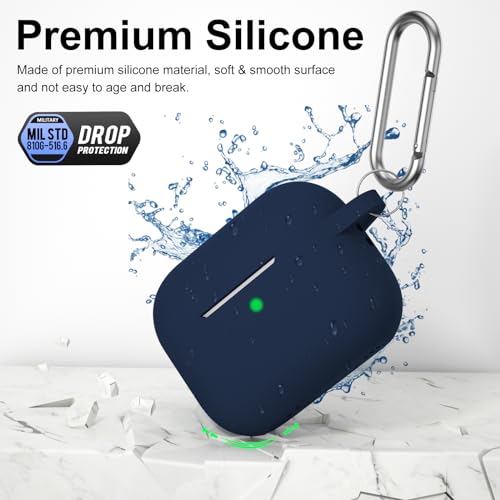 Image of for AirPods Pro 2nd 1st Generation Case Cover with Keychain, Protective Soft Silicone Skin Accessories for Apple AirPods Pro Charging Case 2022 /2019, Front LED Visible, Midnight Blue