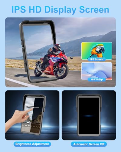 Image of Vertical-style Motorcycle Carplay HD Touch Screen, Motorcycle GPS Navigation System with Carplay and Android Auto, IP67 Waterproof, Support Tire Pressure settings, Bluetooth, Voice Control, Navigation