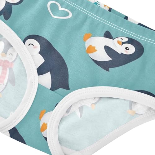 Cotton Toddlers Underwear Floral Cute Cartoon Penguins Teal Blue Panties Little Girl Print Undies Kids Briefs 2t4