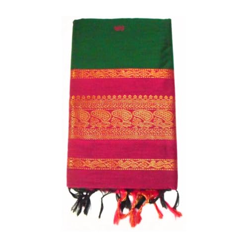 Image of Pure Kalyani Cotton Saree | Zari Border & Blouse Piece - Lata Gadwal Design | Traditional Saree