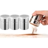 Ziuuihu粉ふるい 容器 家事問屋 粉もの缶 粉振りボトル 粉ふり缶粉ふり缶 粉ふりボトル パウダー缶 調味料 調味缶ステンレス製 粉糖ふり シュガー 5.9*9CM，304ステンレス鋼 (201 小サイズ 3個)