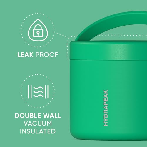 Image of Hydrapeak 18oz Stainless Steel Vacuum Insulated Food Jar | Hot Food and Cold Food, Wide Mouth Leak-Proof Soup for Adults, 10 Hours Hot and 16 Hours Cold (Jade)