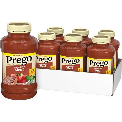 Prego Italian Tomato Pasta Sauce Flavored With Meat, 45 OZ Jar (Case of 6)