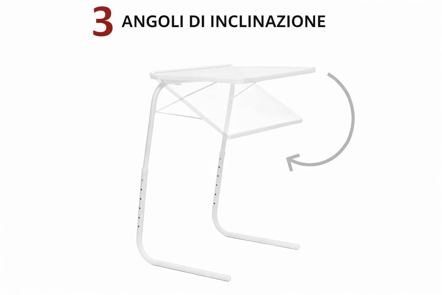 Tavolino per Divano Regolabile in Altezza – Tavolino Letto Porta Laptop Salvaspazio, Tavolo Multiuso per Smart Working, Salotto, Studio e Ufficio