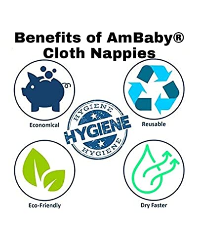 Image of AmBaby Super Absorbent Baby Nappies Langot Adjustable Washable Reusable Soft Hosiery Cotton Cloth Diapers Nappy with 3 Layers Unisex Baby Langoti fits 0-6 Months - Pack of 8