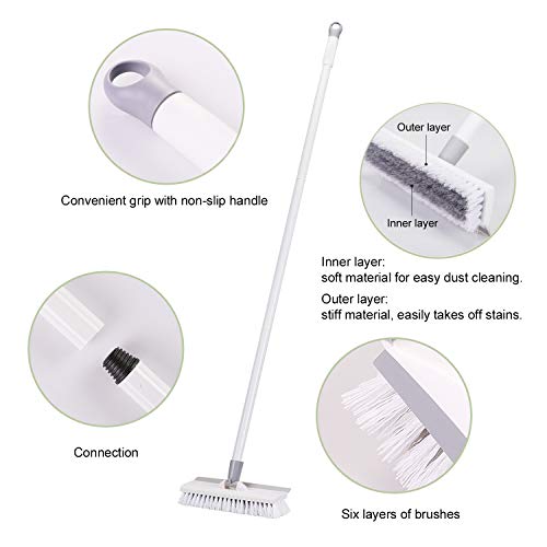 image for Eyliden Floor Scrub Brush with Long Handle and Squeegee -50