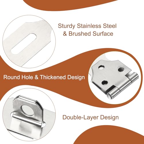 Image of PATIKIL Door Lock Hasp Latch 2.6 Inch, 6 Pcs Stainless Steel Safety Hasp Lock Clasp Hinge Packlock with Screws for Door Gate Cabinet Closets, Silver