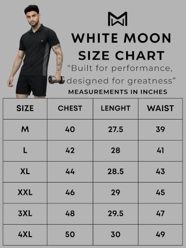 Image of White Moon Dryfit Tshirt for Men, Gym T Shirt for Men Workout - Running with Collar Zipper Neck and Side Panel, Quick-Dry, Anti-Odor Sports Tshirt, Lightweight & Breathable